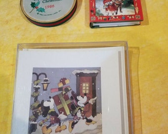 Lot Of 6 Disney Mickey Mouse Holiday Cards - Tiny Christmas Carol Book+(3 Items)