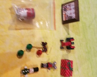 Mixed Lot Of 7 Tiny Christmas Ornaments Tractor, Nutcracker, Mouse,Campbells Sou