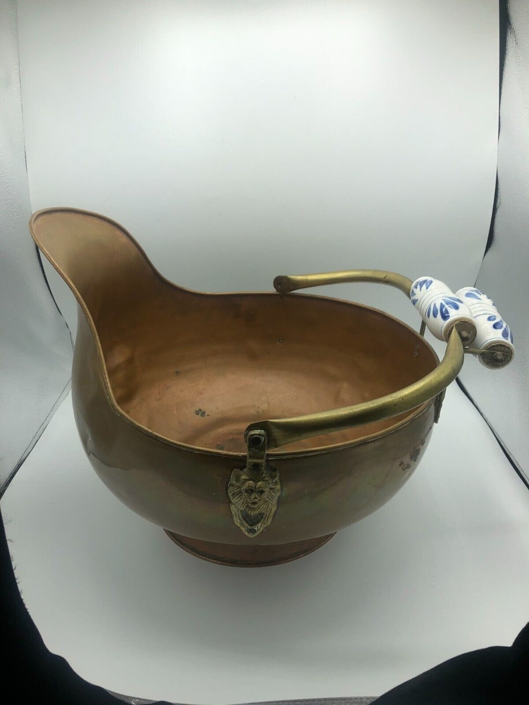 Vintage Copper Coal Scuttle Bucket Delft Holland Ash Bucket Medium 14 1