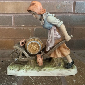 Wilhelm Rittirsch Dresden Porcelain Figurine of Woman w/Wheelbarrow
