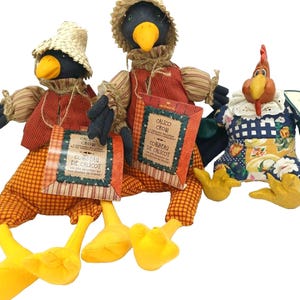 2 Cobbeau Dr. Calico 13&quot; Calico Crows and 1 Folk Chicken Brewster