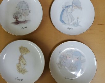 1983 Precious Moments Months of the Year Collectible Plate-RETIRED 4-plate set