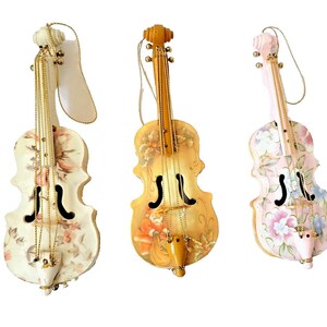 3 Guitar Wooden Christmas Ornaments