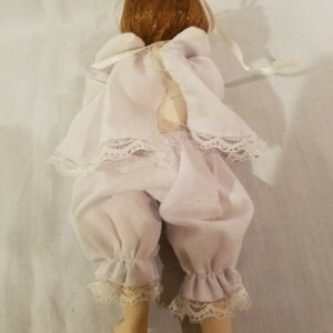 All Porcelain Doll Girl Miniaturize 6 Red Hair Lace Trim R Leg Needs Reattached image 4
