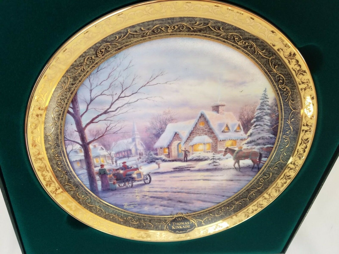Thomas Kinkade Collectors Edition Plate Cherished Christmas Etsy