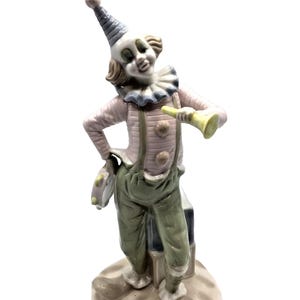 Clown Figurine w/ Horn & Tambourine, ABC Blocks