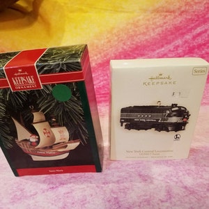 Hallmark Keepsake Lionel Freedom Train and Boat Ornaments