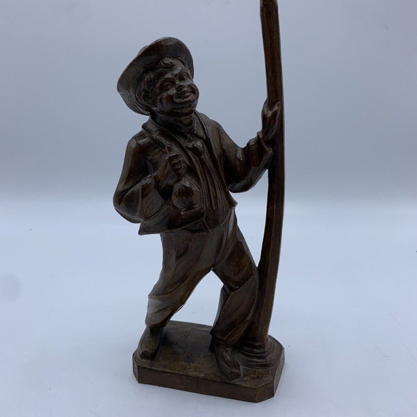 Rare Vintage Wooden Hand carved W.u.M. Heinzeller Man Drinking Figurine