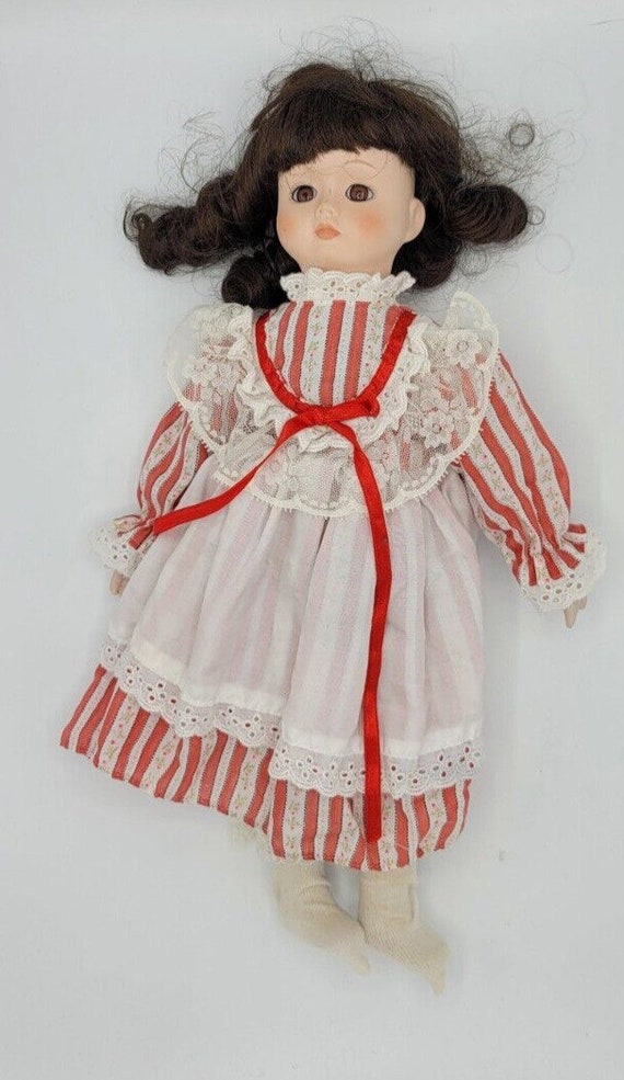 Porcelain Candy-striped Doll 15" Tall - image 2