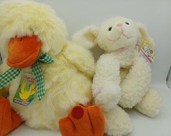 Yellow Plush Duck14" (may not work-but tags) and white Lamb 17" works by Fiesta