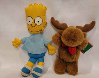 Moose and 1990 Bart Simpson Plush 11" The Simpsons Doll Matt Groening 20th Century