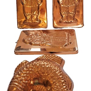 4 10" x 6" Copper Dutch Cookie Molds