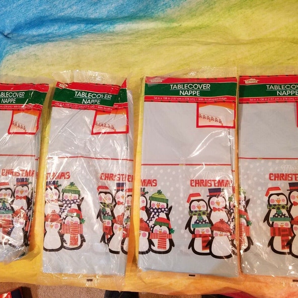 Lot Of 4 Christmas Snowman Table Cover Nappe Party Supplies Decoration