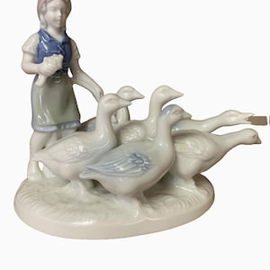 Gerold Porzellan Bavaria Germany &quot;Girl with Geese&quot; Figurine