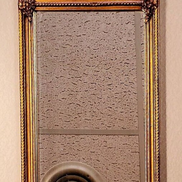 Vintage American Hall Mirror with Charles Wade Traver Print. 37.5" X 9.5" X 1"