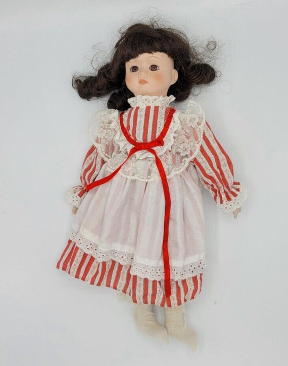 Porcelain Candy-striped Doll 15" Tall - image 1