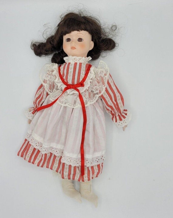Porcelain Candy-striped Doll 15" Tall - image 3