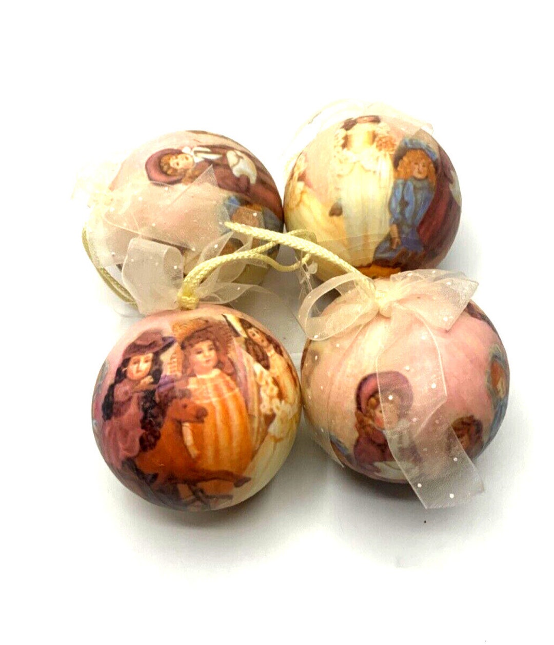 4 Vintage Paper Mache Christmas Ornaments/victorian Style Etsy