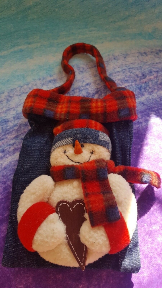 Holliday Christmas Snowman Cloth Handbag Purse Tot