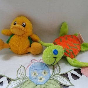 Plush turtle 7" Duck 5" and TY lizard stuffed animals