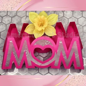 Modelo de caixa de mãe, caixa de presente de dia das mães, caixa de sombra, caixa de luz, feliz dia das mães