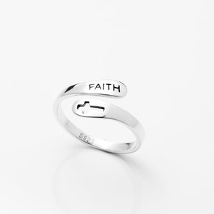 Sterling Silver Cross Ring | Thumb Ring | Christian Faith Ring | Religious Jewellery | Adjustable Ring | Ring For Her |  Minimalist Ring