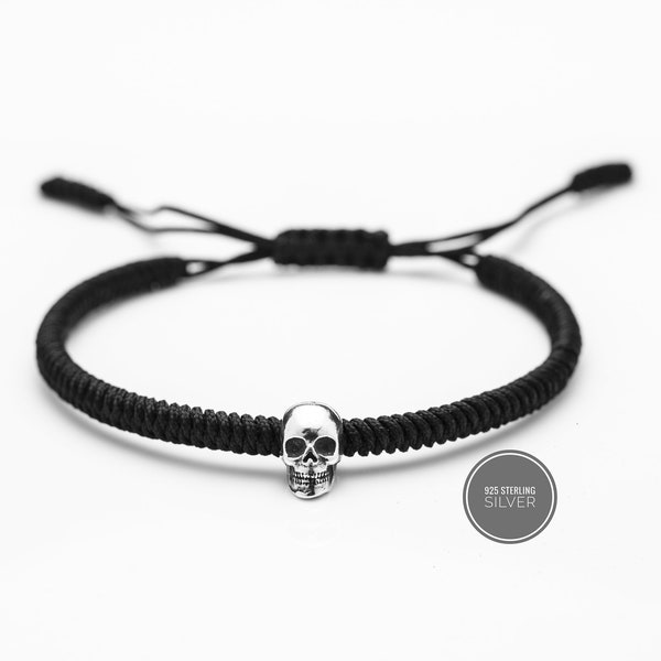 Tibetan Skull Bracelet | Lucky Skull Bracelet | Silver Skull Bracelet | Rope Bracelet | Unisex Adjustable Bracelet | Yoga Meditation