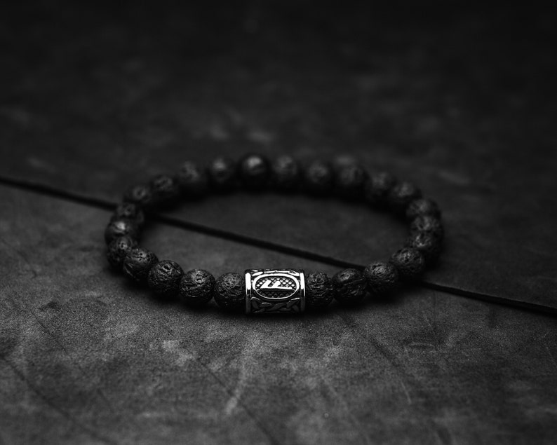 Viking Jewellery For Men Viking Runes Lava Stone Customisable Viking Bracelet