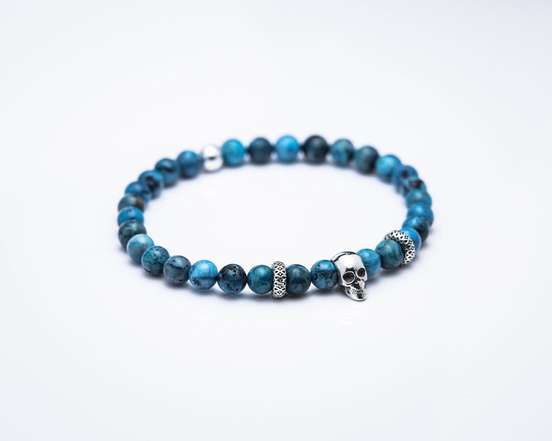 Blue Skull Bracelet Perfect Gift for Him or Her Healing Etsy