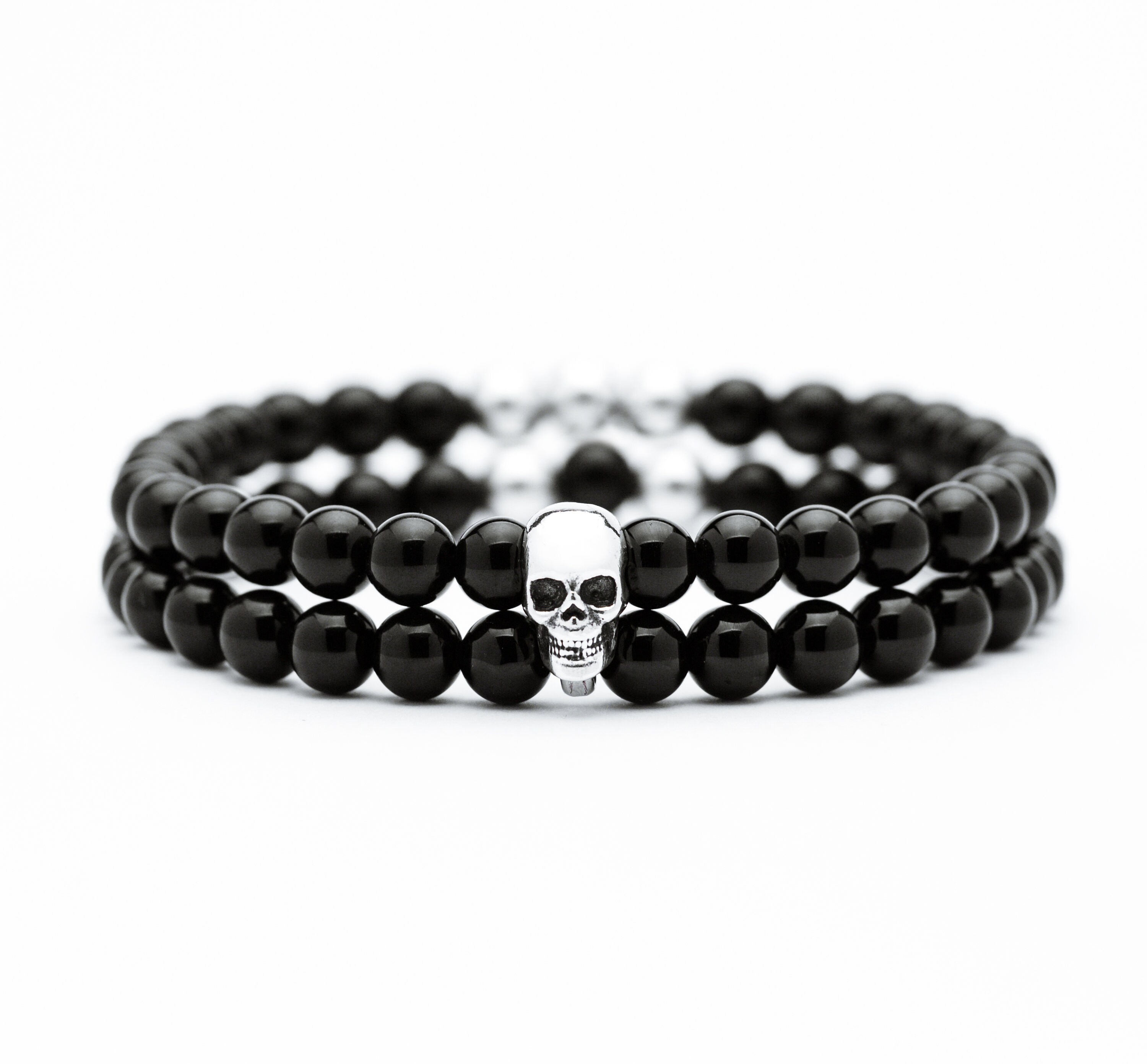 Silver Skull Goth Black Onyx Skull Bracelet Set Power Onyx | Etsy UK