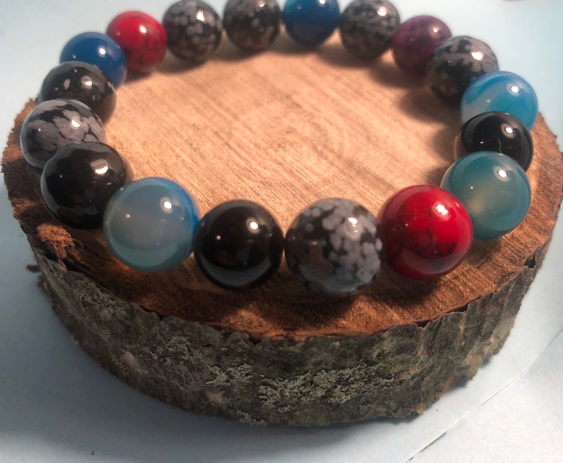 Black obsidian and mixed bead bracelet