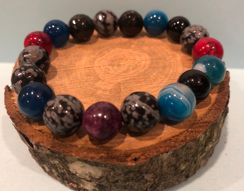 Black obsidian and mixed bead bracelet