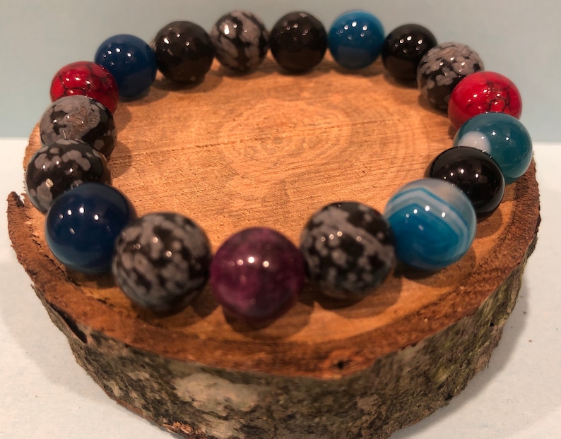 Black obsidian and mixed bead bracelet