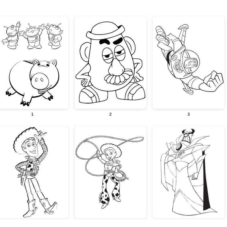 Toy Story Characters Coloring Pages JPEG Download 20 - Etsy