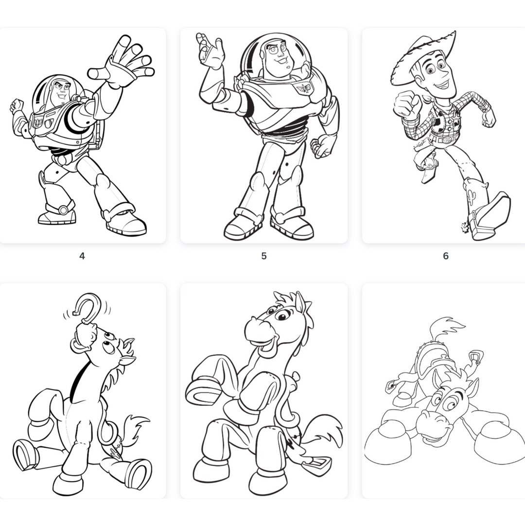 Toy Story Characters Coloring Pages JPEG Download 20 - Etsy