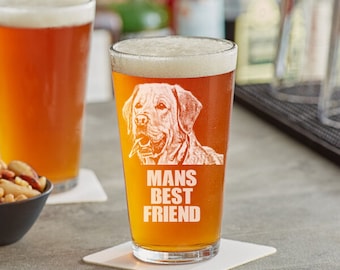 Verre à bière personnalisé, pinte gravée avec la photo de votre chien - Cadeau gravé pour les amateurs d'animaux de compagnie, incroyable cadeau de Noël avec une bière