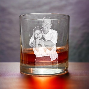 Engraved Photo Glass - Rocks Glass - Personalized Glass with your Photo, Photo Whiskey Glass, Etched Whiskey, Amazing Personalized Gift image 4