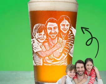 Personalized Family Photo Pint Glass 16 oz Beer Glass, Personalized Saint Patrick's Day, Irish Gift, Personalized Glass Giftware for Family