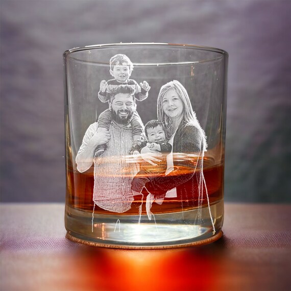 Engraved Photo Glass - Rocks Glass - Personalized Glass with your Photo, Photo Whiskey Glass, Etched Whiskey, Amazing Personalized Gift