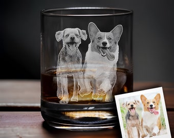 Engraved Pet Photo Whiskey Glass | Custom Memorial Rocks Glasses | Ideal Gift for Dog & Cat Owners | Personalized Birthday Surprise