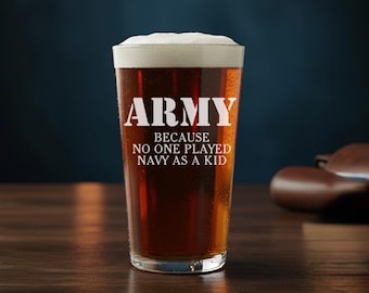 Army Veteran Pint Glass Gift – Funny Veterans Beer Glassware, Father's Day Dad Gift, Engraved Army Joke Glass