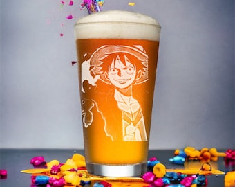 Anime Pint Glass Customized | Manga Collector Cup | Etched Anime Beer Mug | Unique Otaku Present, Manga, Otaku, Birthday Gift