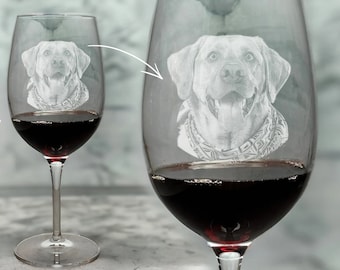 Personalized Wine Glass Gift for Dog Mom - Engraved Pet Memorial Gifts from Photo, red wine, pet memorial gift, pet memorial items