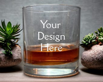 Custom Logo Whiskey Glass – Corporate Gifts for Employees, Engraved Company Logo Barware, Your Logo Here Gift
