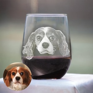 Custom Engraved Wine Glass, Personalized Dog Glass,Photo etched Glassware, Unique Gift for Pet Lovers, Pet Loss Gift, Pet Memorial Gift
