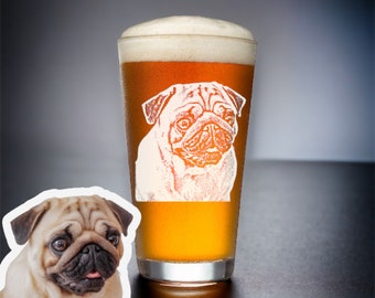 Pawsitively Perfect Pup Cup: Engraved 16oz Beer Glass with Your Pet's Photo Etched for Dog Lover, Cat Lovers, Father, Mother, St. Patricks