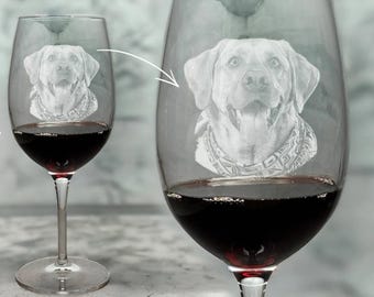 Personalized Dog Mom Wine Glass – Engraved Pet Memorial Gift from Photo, Red Wine Glass, Pet Memorial Items