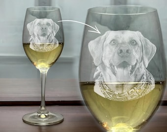 Personalized Dog Mom Wine Glass – Engraved Pet Memorial Gift from Photo, White Wine Glass, Pet Memorial Items