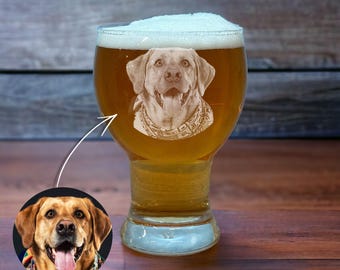 Personalized Photo Portrait Cocktail Glass – Custom Wheat IPA Glass, Engraved Pet Memorial Gift & Craft Beer Glass