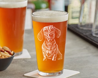 Custom Engraved Pint Glass with Your Dog's Photo - Engraved Gift for Pet Lovers, Amazing Beer Christmas Gift